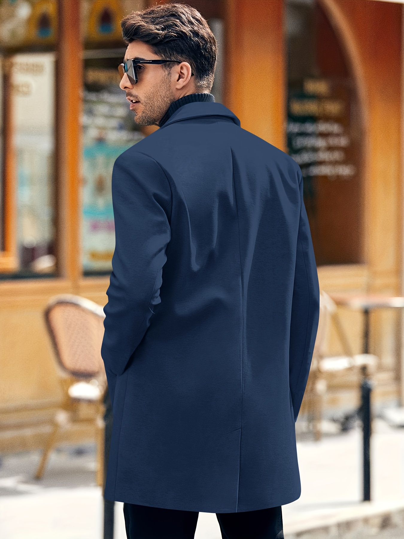 Navy blue overcoat mens best sale