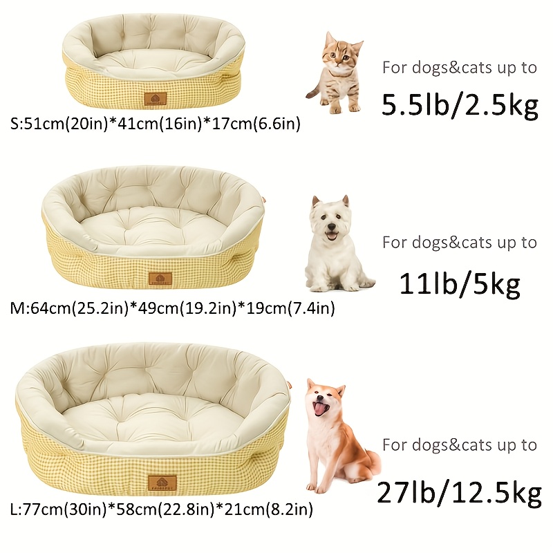 round grid dog bed durable polyester pet bed with plush polypropylene fill easy   washable   cozy sleeping pad for small medium large dogs mixed colors dog bed pet furniture     Product details 5