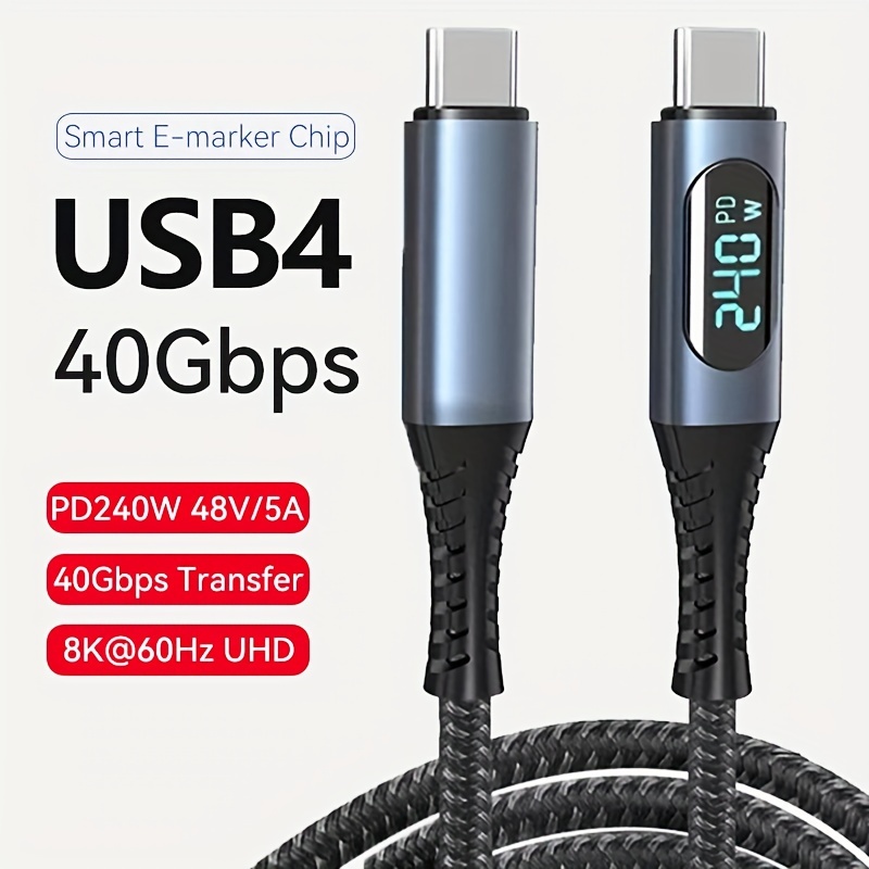 

Usb 4 Cable With Led Display Supports 8k Video 40gbps 240w Usb C Charging Cable For Iphone 15 Macbook Monitor Docking Stations