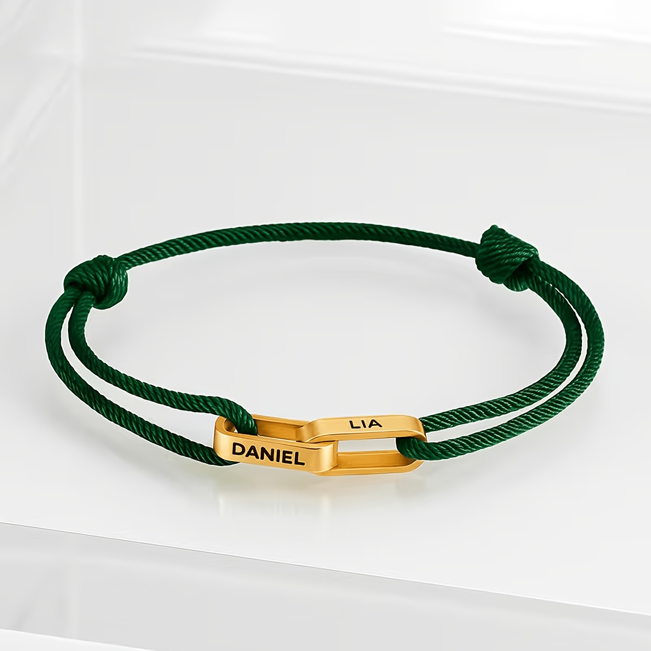 Custom Couple Name-Engraved Adjustable Knot Bracelet, Unisex Gift