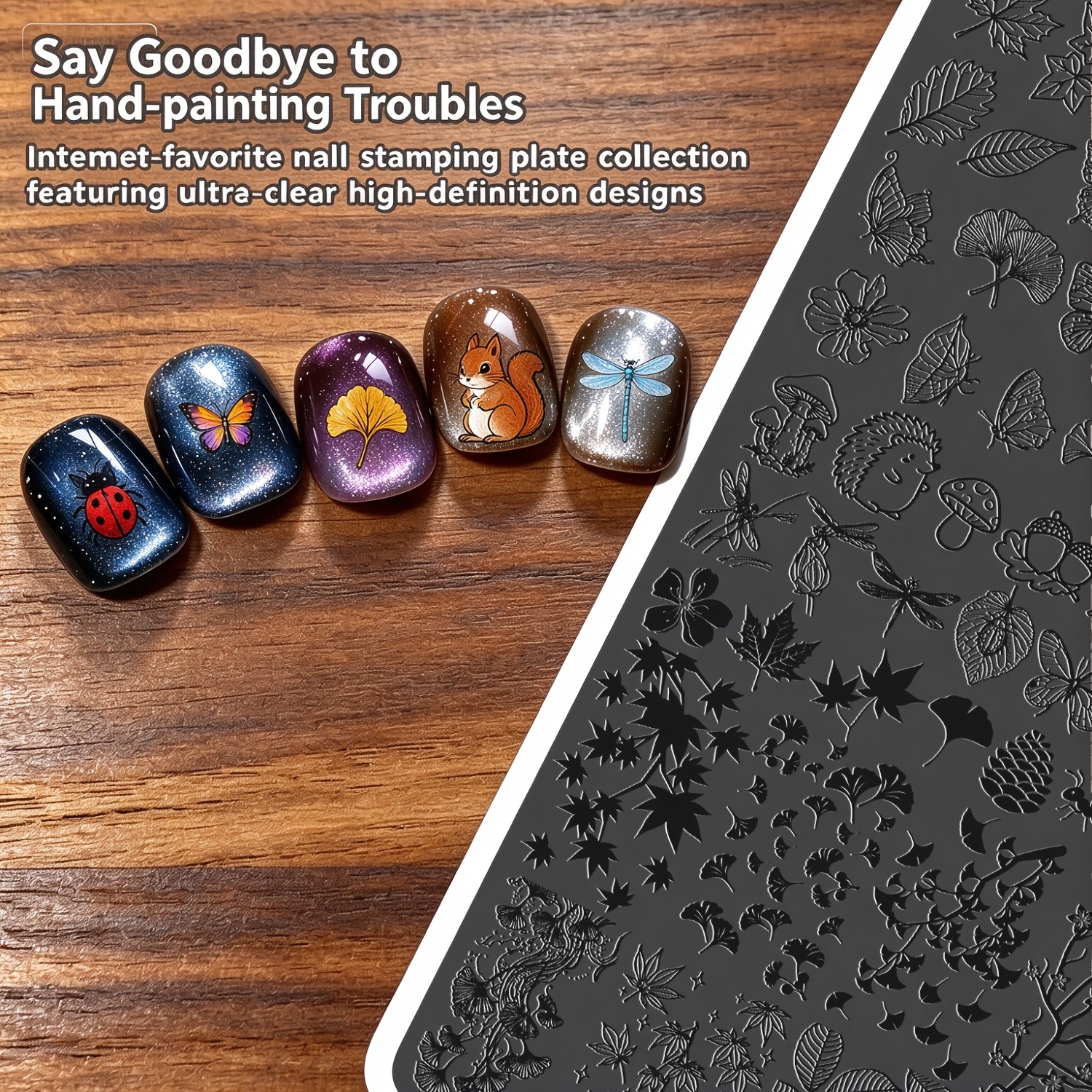 Maple Leaf & Ginkgo Leaf Nail Art Stamping Plate