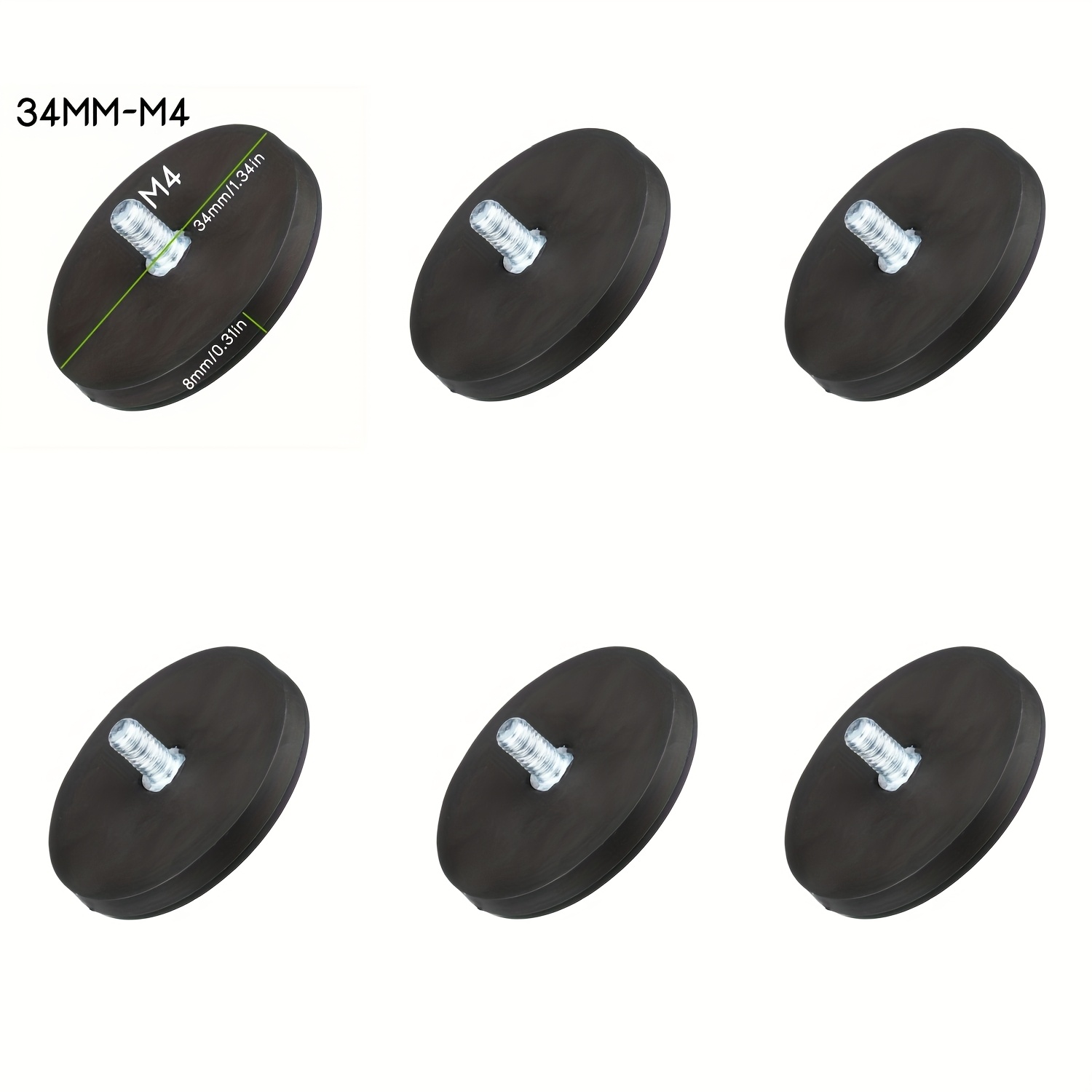 TEMU 6pcs Support de Barre Lumineuse de Travail LED 43/34/22mm avec Base Magnétique et Pince de Montage pour SUV ATV Offroad - M10/M8/M6/M4