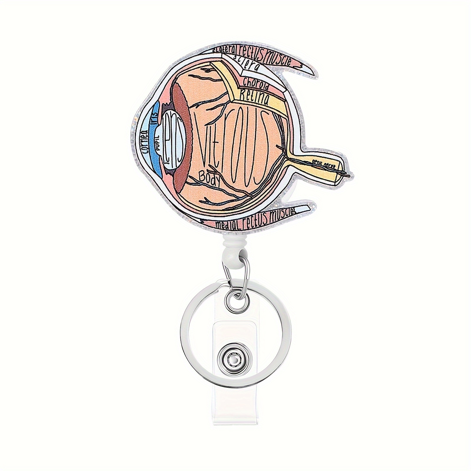 1pc Funny Human Organ Nurse Badge Reel Retractable with Keyring, for ID Badge Card Holder,Keys,Keychain, Cute Acrylic Brain Lungs Eyeball Patterns