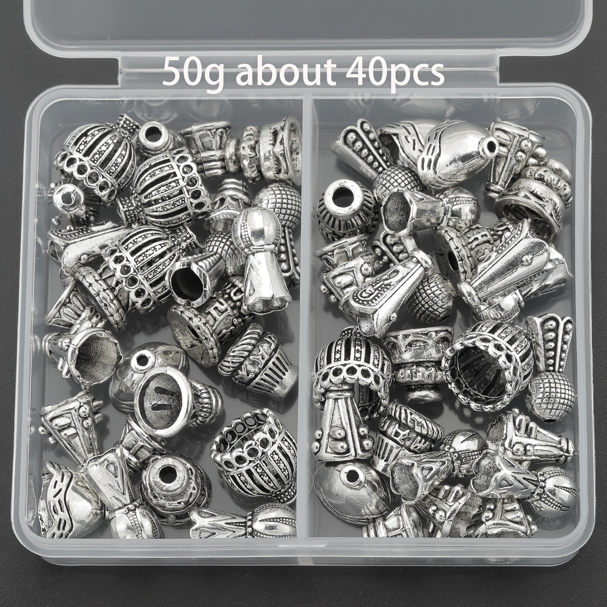 E-shop 20 Stück (25G)/40 Stück (50G) Zufällig Gemischte Hohe Fuß Blumenhalter Endkappe Rundes Punkt Muster Perforierte Spacer Perlen Quasten Kappe