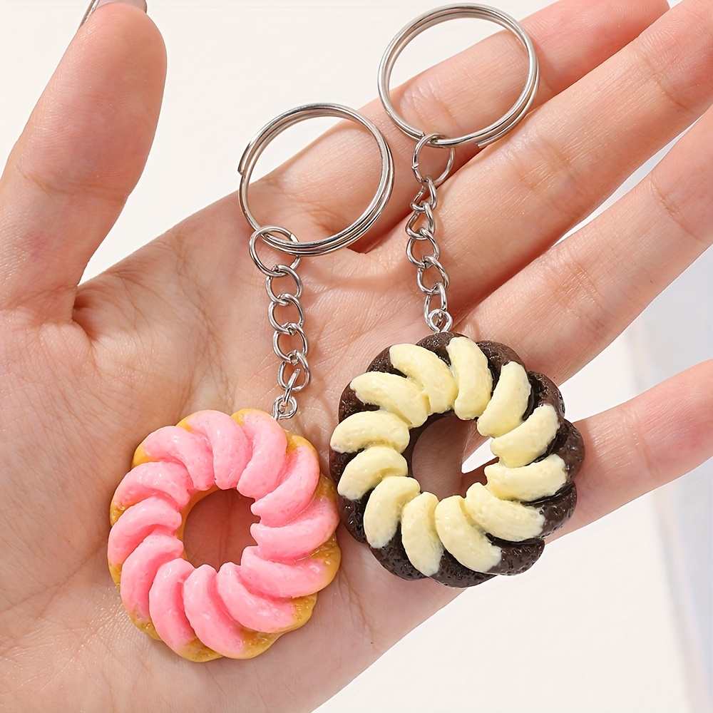 Donut Chocolate Cookie Keychain Set, Realistic Food-Shaped Key Rings,  Cute Dessert Keychains For Bags And Purses, Fashion Accessory For Women