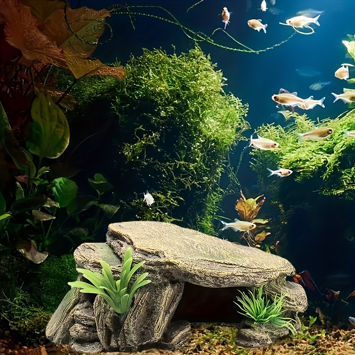 

Aquarium Resin Basking Platform With Turtle And Frogs - Abs Fish Decoration, Artificial Landscaping Accessory For Reptiles & Amphibians