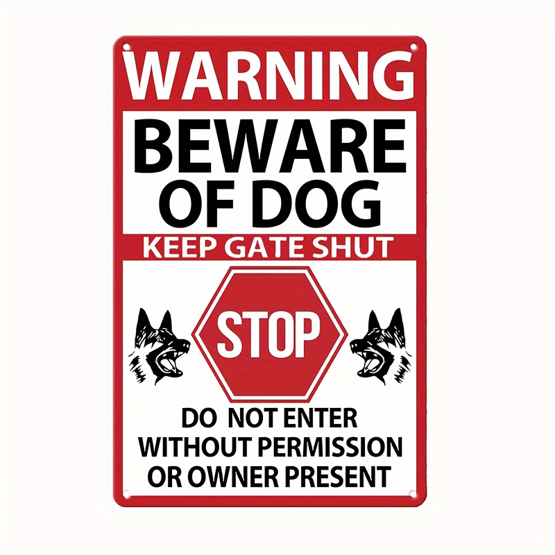 TEMU 2d Flat, 2d Flat 1pc Beware Of Dog Aluminum Tinplate Sign 30.48x20.32cm Fence Warning Decor Home Garden Garage Wall Decor No Battery Needed