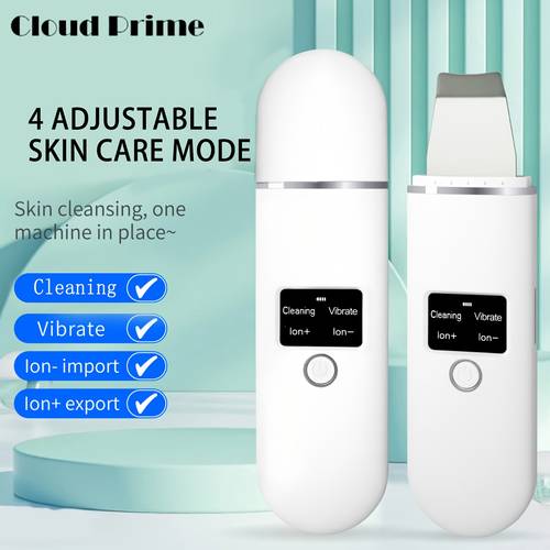 Cloud Prime 4-Mode Adjustable Facial Microdermabrasion Tool - USB-C Rechargeable Deep Cleansing & Light Beige Care 4 (Cleansing, Vibration, Ion Import/ ), Large Battery, for , Daily Skincare Gift, Skincare Tool, Sleek Skincare Device, Modern Skincare Device, Durable Skincare Device