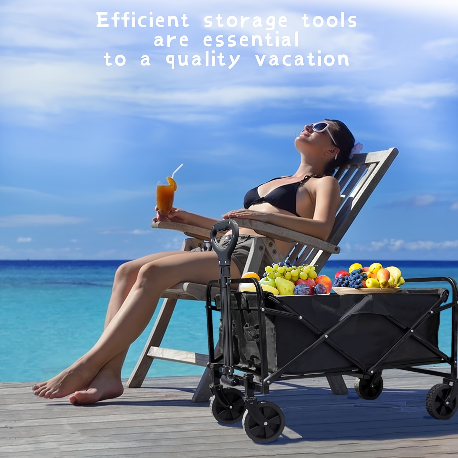 Heavy duty Folding Utility Wagon Large Outdoor Camping Temu New Zealand