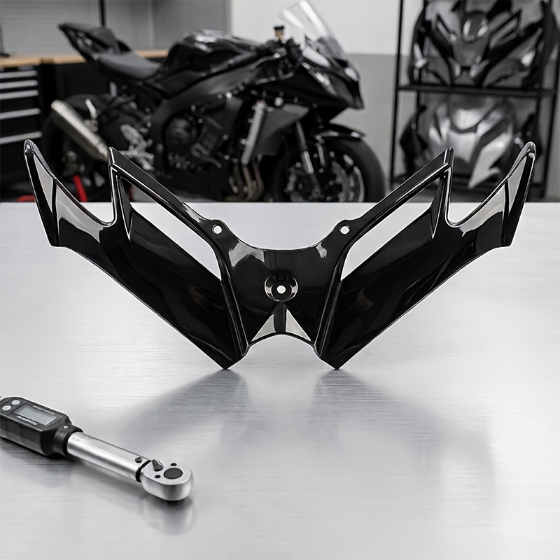 TEMU Motorcycle Front Beak Winglet Spoiler, Abs Plastic Aerodynamic Fairing Lower Lip Modified Accessories, No Drilling Installation