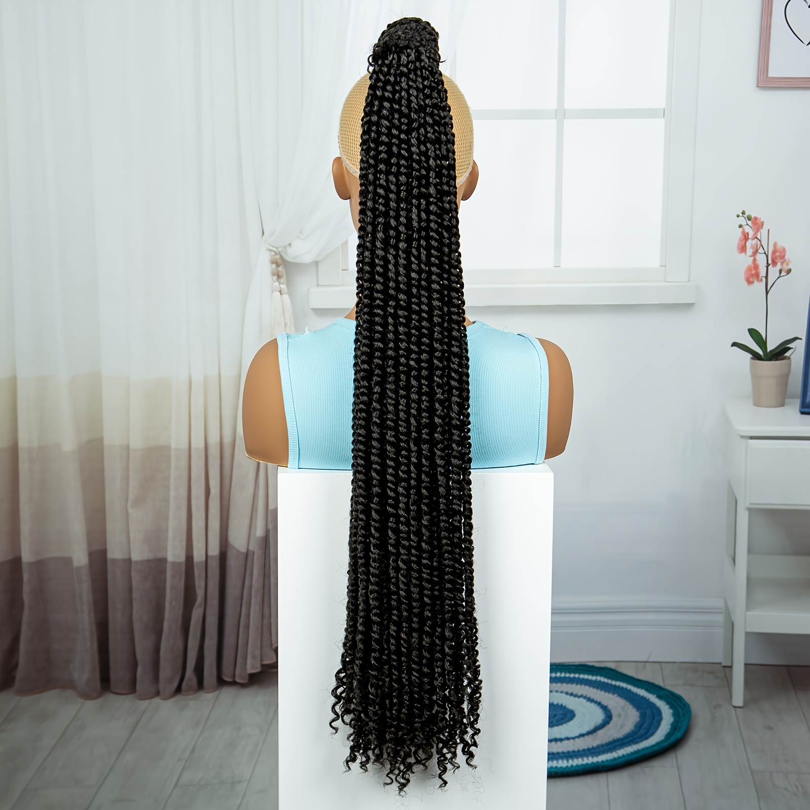 elegant long braided ponytail extension for women soft synthetic hairpiece with drawstring versatile natural   for daily wear and parties details 4