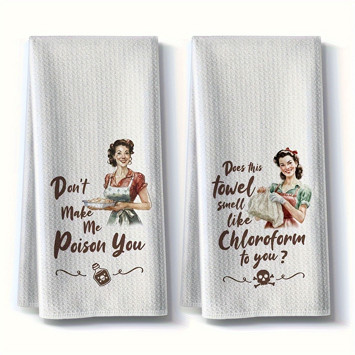 

2-piece Fun Kitchen Towels - Super Soft Microfiber, Highly Absorbent, Retro Cartoon Pattern, Perfect Gift For New Homeowners And Housewarming Parties, Kitchen Towels And Dishcloths