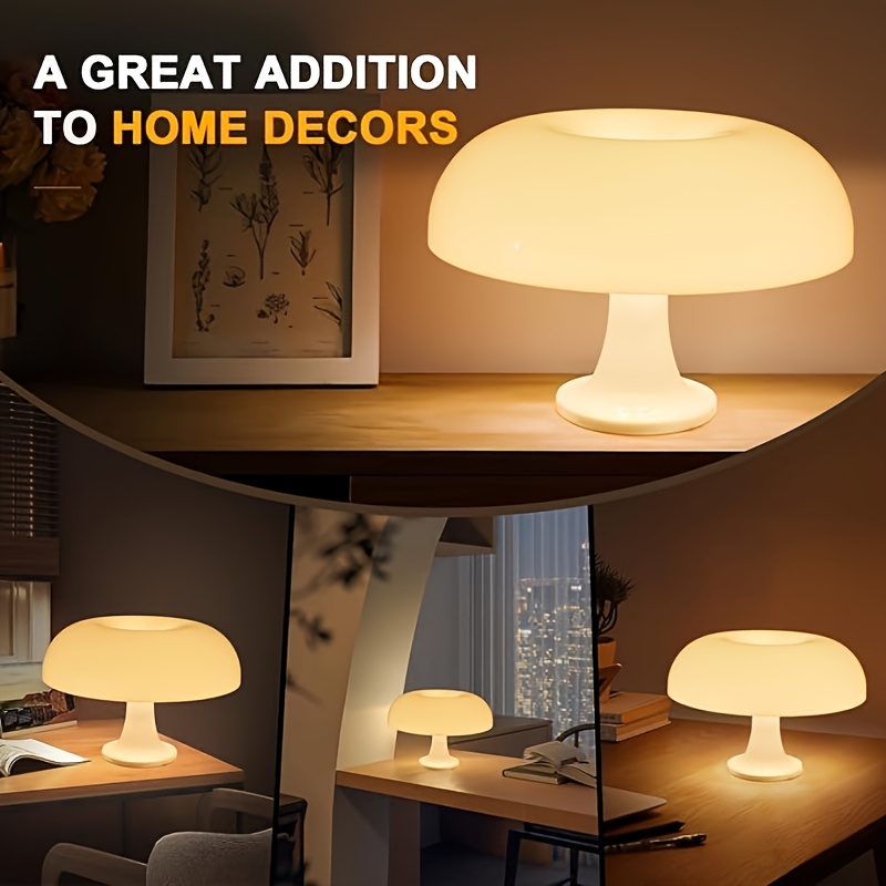 Mushroom Table Lamp with USB Power and Three-Color Dimming