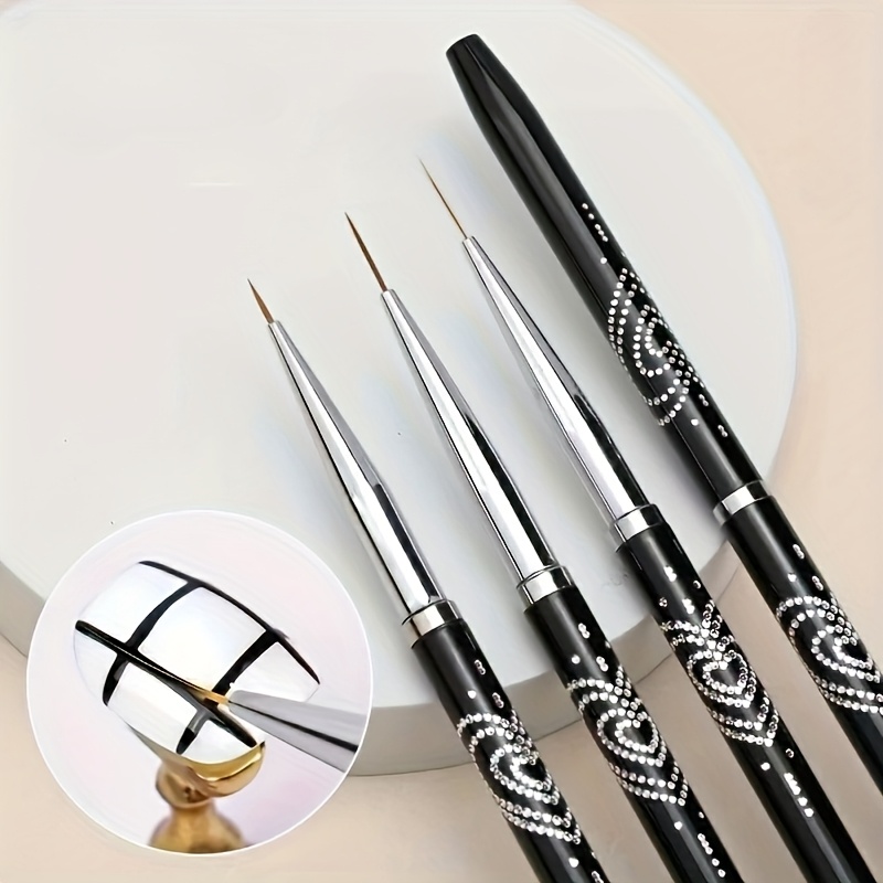 A Set Of 3 Nail Art Liner Pens, Beginners For Painting, Drawing Flowers, And Intricate Designs