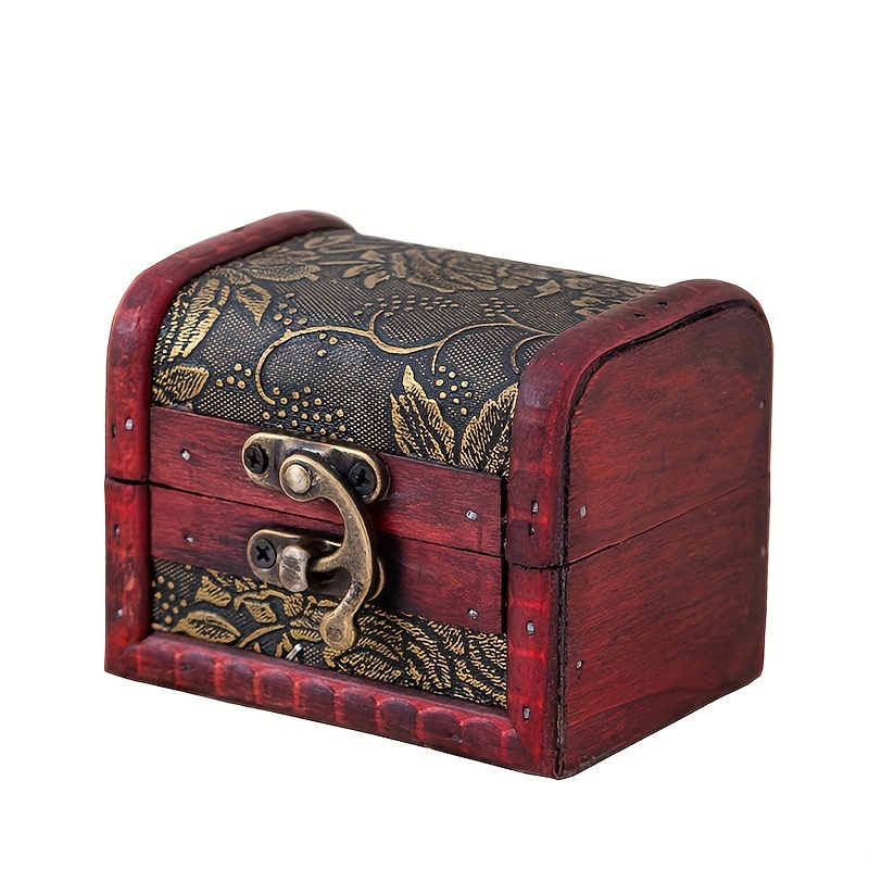 TEMU Vintage-style Leather Jewelry Organizer Box With Hook Closure - Multipurpose Wooden Storage Case For Accessories, Jewelry Chests