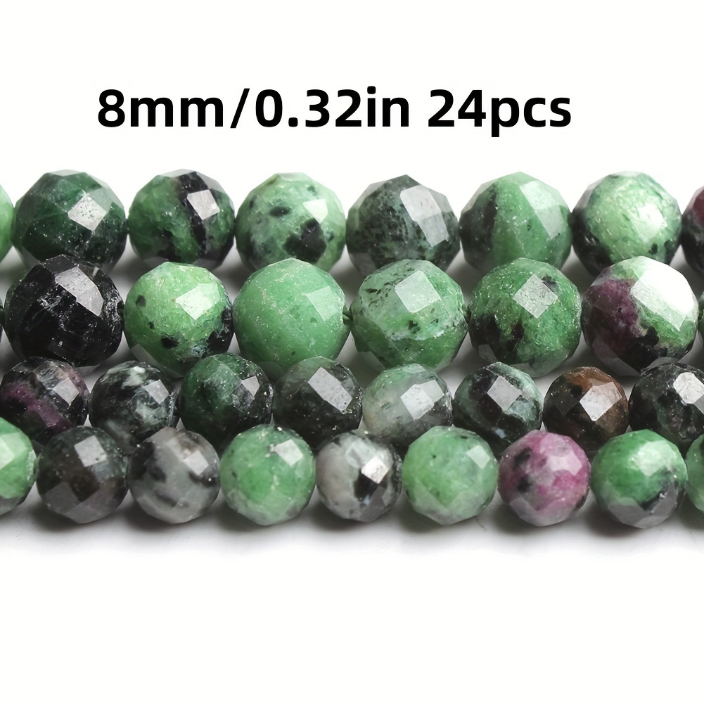 TEMU Aaa Natural Red Green Stone Round Beads For Jewelry Making Diy Bracelet Necklace 7.5'' Strand 6/8mm