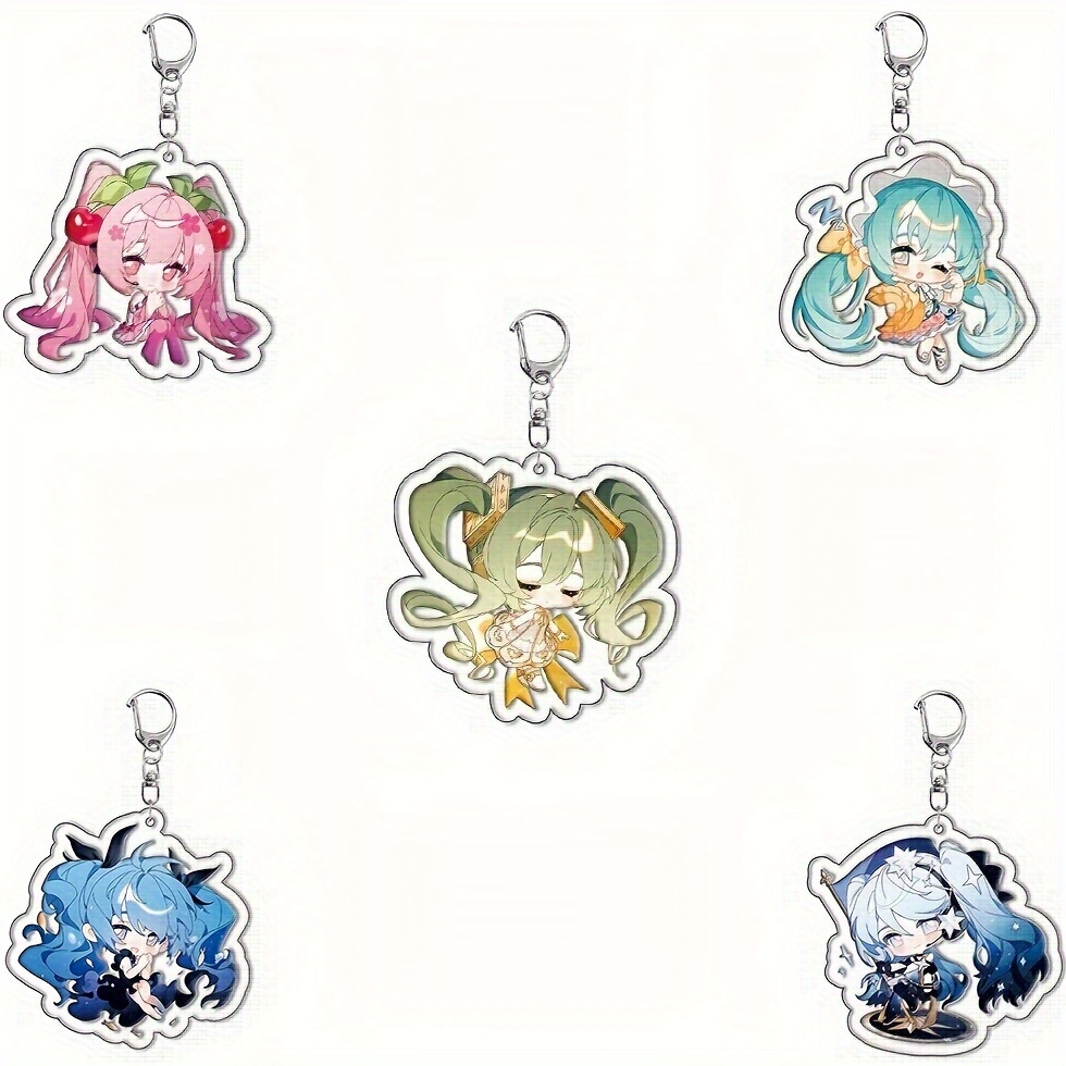 5pcs Cute Anime Character Acrylic Keychains Set - Cartoon Key Rings for Backpacks, Phone, Car Keys - Durable Acrylic Charm Pendants - Collectible Deco