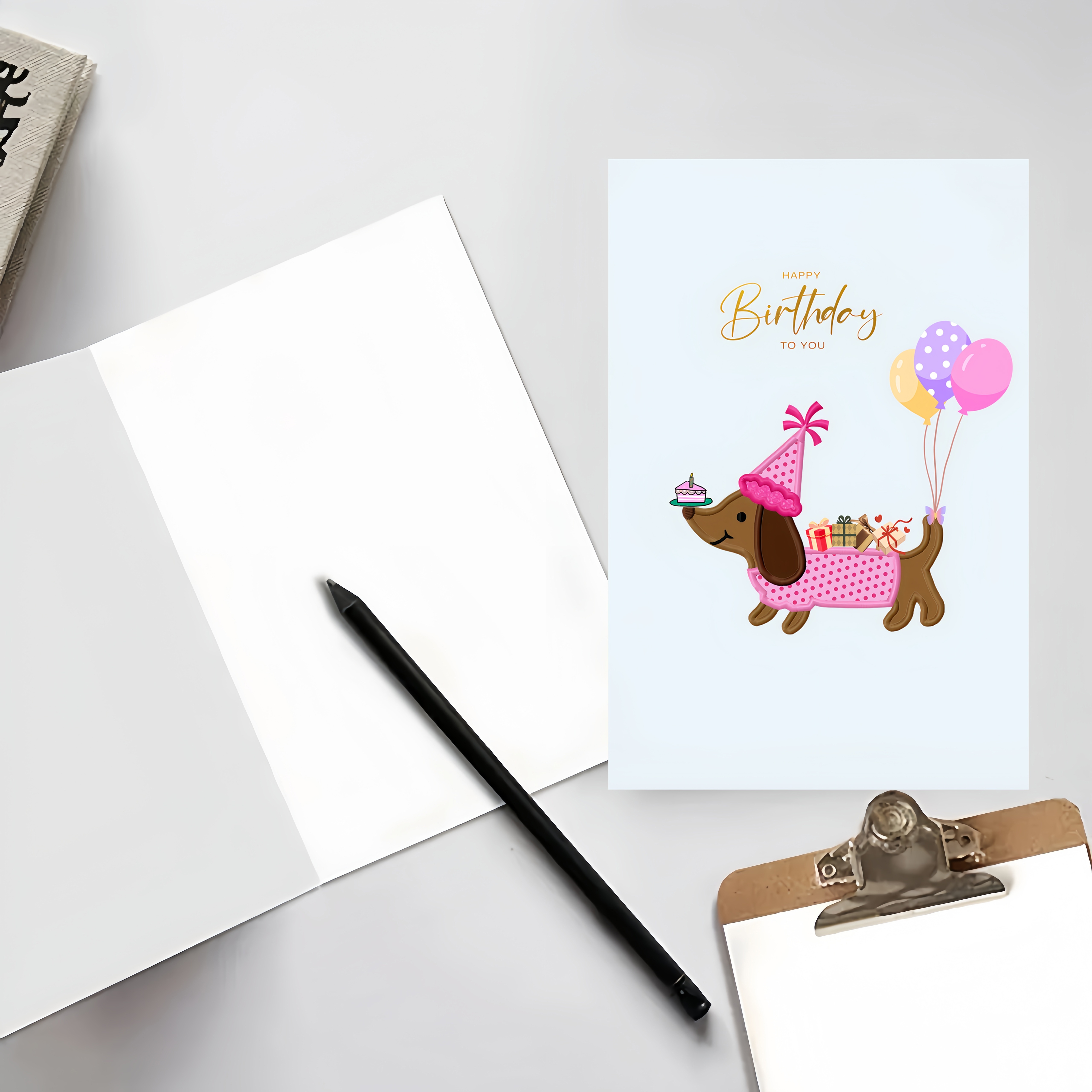 Whitman And Daughter Geburtstagskarte Mit Dackel Im Trainingsanzug | Premium Karte 12,7 X 17,8 Cm Blanko