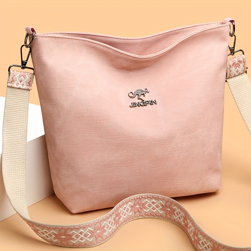 Image of Women's Vintage Large Capacity Crossbody Bag, Bohemian Style Wide Strap Shoulder Bag Square Bag, Daily Backpack Work Bag, Phone Pouch Wallet, Gift Bag