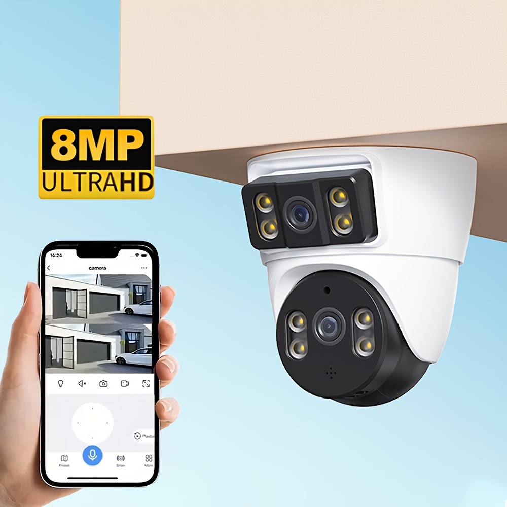Image of Xiaovv Dual Lens Dome Wifi Camera, 1 Unit Two, Store Shop Monitoring Must Have, 8mp Hd Video Surveillance, Night Vision, Ptz Auto Tracking Motion Detection, 2 Way Audio, App Control