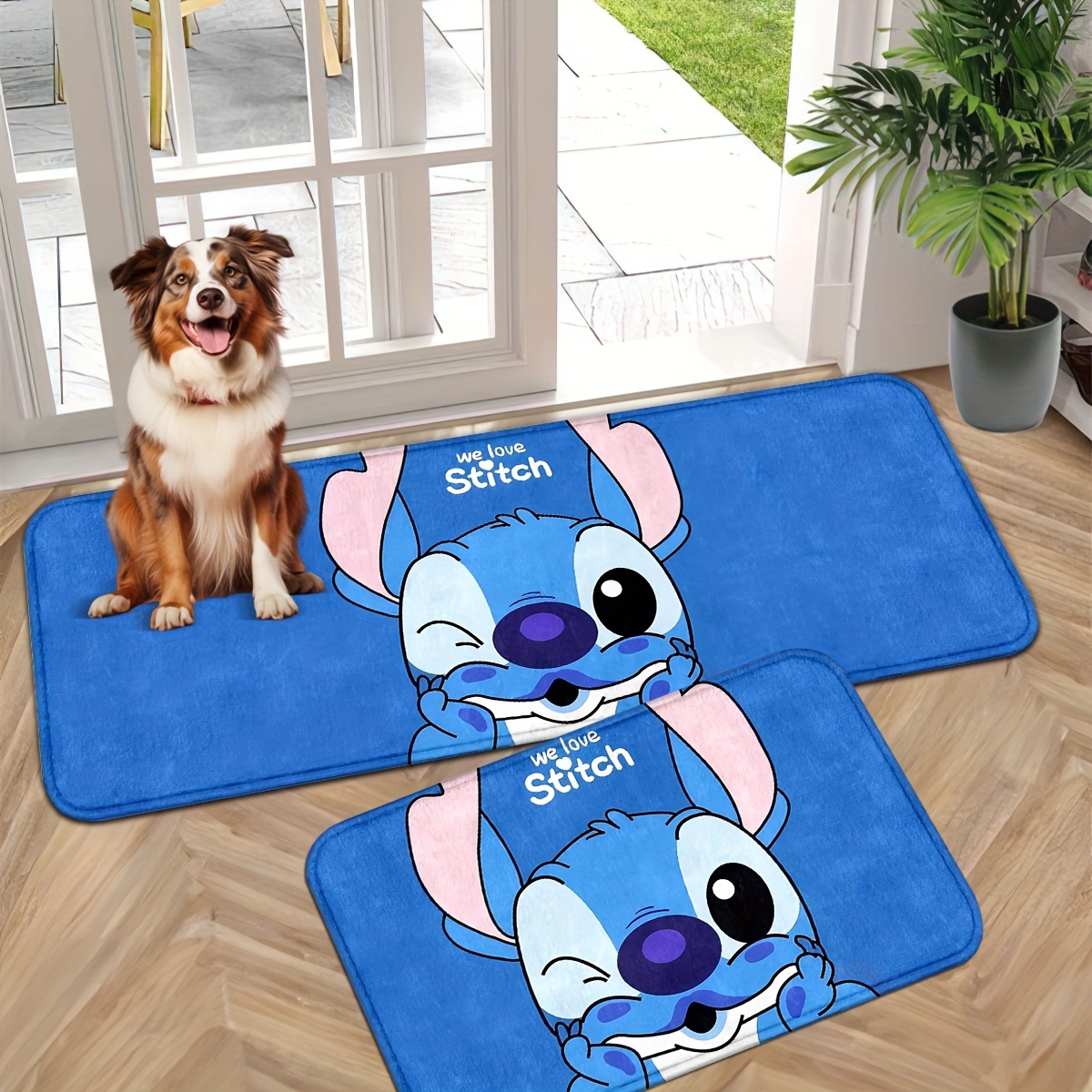 

Stitch Character Bath Mat - Quick Dry, Absorbent, Non-slip Knit Polyester Rug, Machine Washable, Small Area Rectangular Design For Bathroom, Kitchen, Bedroom - Officially Licensed Merchandise