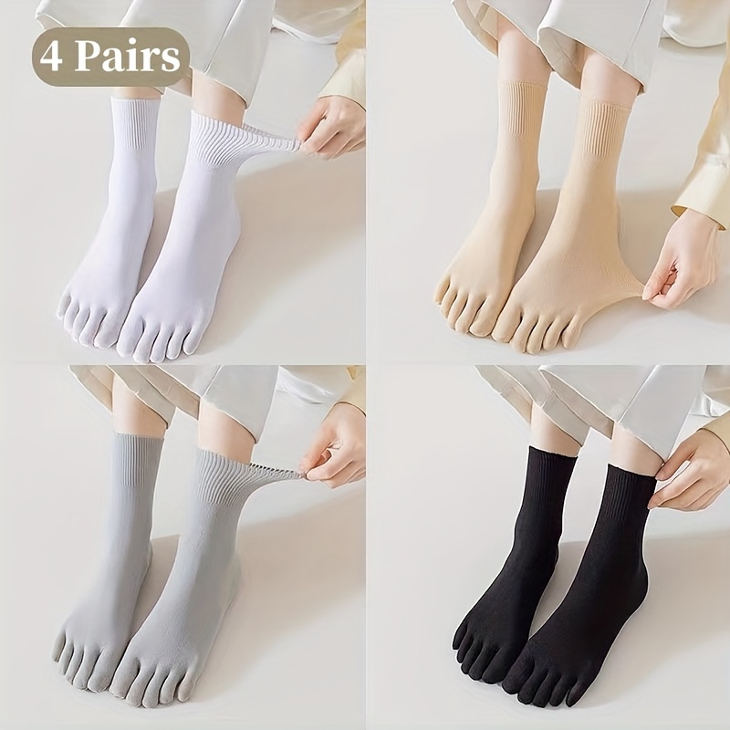 Solid Five Toe Socks, Cotton Toe Socks, Women Split-toe Tabi Socks