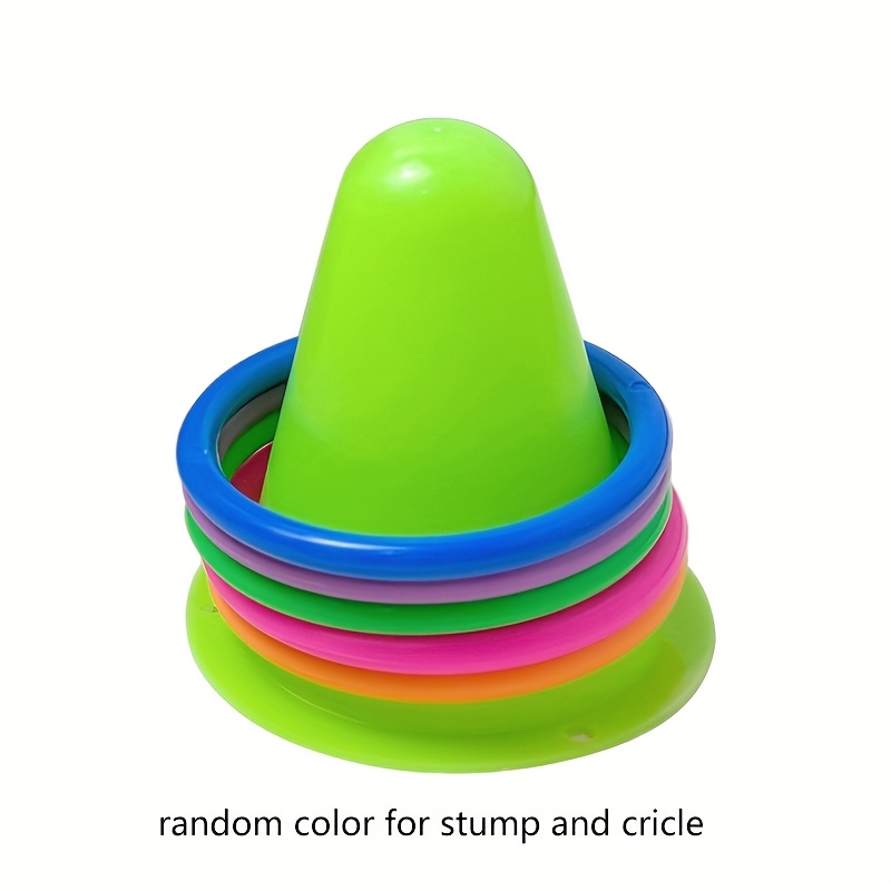 Rabbit Boredom Relief Stump Toy, Small Pet Ring Toss Toy, Educational Chew Toy For Rabbits And Guinea Pigs, Chewing Vent Bucket, Ice Cream Bucket Small Animal Toy(1 Stump + 5 Random Color Circles)