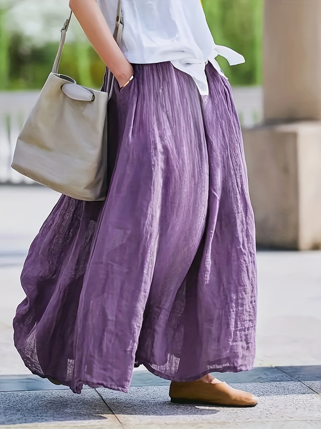 item picture bk031606 spring summer fall new womens solid retro style midi skirt breathable loose fit with pockets   elegant casual design