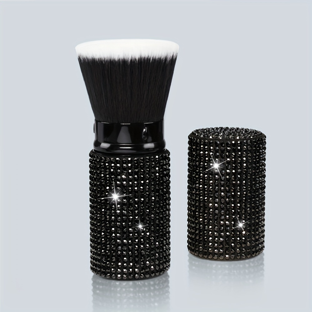 A Sparkling Rhinestone Face Brush, A Retractable Makeup Tool, Perfect For Contouring With Powder, Blush, And Bronzer, Bristles