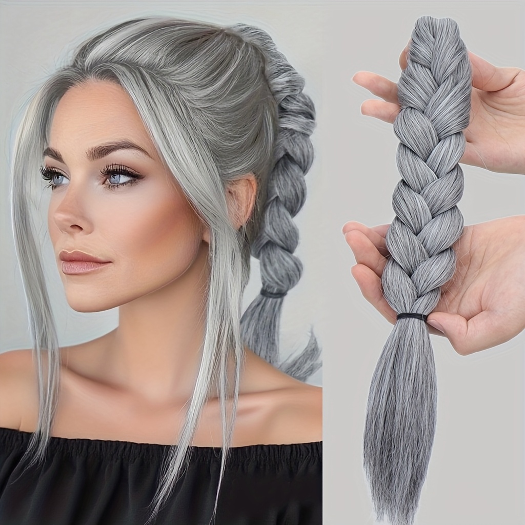   women s synthetic straight ponytail braided hair extensions - natural look with claw clips, secure hold for halloween, weddings, parties & everyday use, ponytail hair extensions, party hairpiece, secure clip attachment details 0