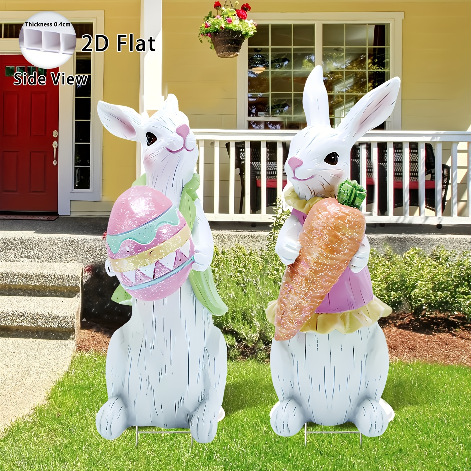 TEMU 2d Flat Large Easter Decorations 2pcs/3pcs Outdoor Easter Yard Signs Easter Yard Decorations With Stakes Bunny Decorations Easter Outdoor Garden Signs Lawn Signs For Pathway Walkway, 2d Flat