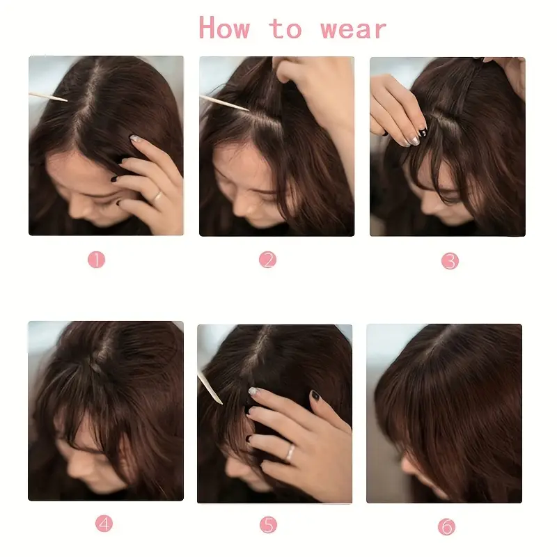 1pc unisex straight human hair air bangs clip in hair extensions heat resistant all handmade textile for women details 7