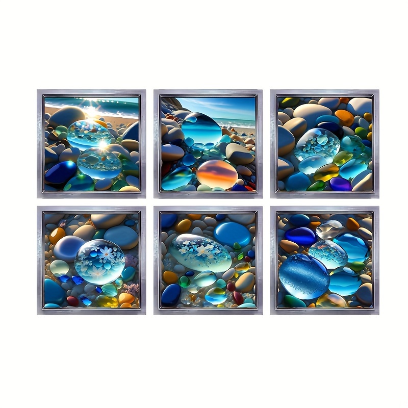 Image of 6pcs Aesthetic Pebble Bathtub Decoration Decals, Non-slip Shower Stickers, Bathroom Bathtub Stickers, Thickened Pvc Material, Twill Non-slip Design, Adhesive Decals, Suitable For Home And Hotel