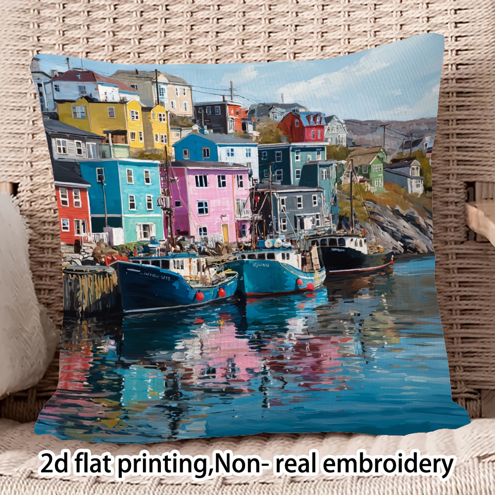 TEMU Taie d'oreiller décorative 18x18 pouces en Côte de - Impression sur une seule face, lavable en machine, fermeture à glissière, avec un motif vif