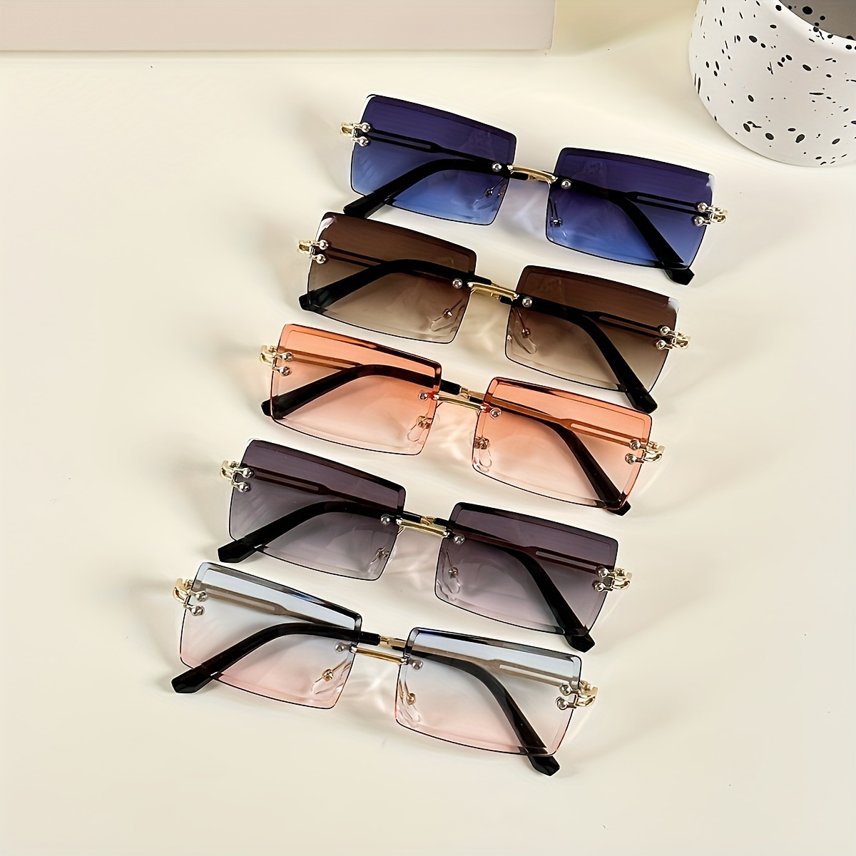 

5pcs Rectangle Frame Fashion Glasses For Women Men Anti Glare Sun Shades Glasses For Driving Beach Travel
