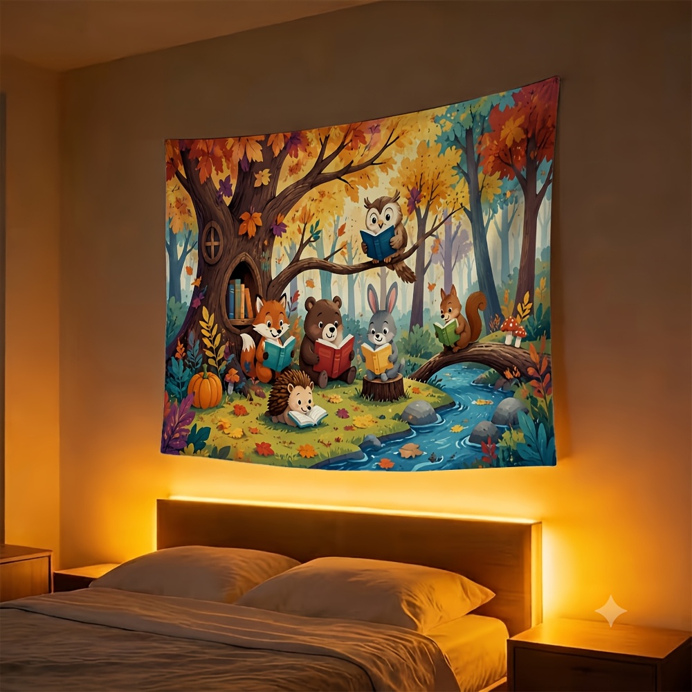 Photography Backdrop Tapestry with Autumn Forest Design