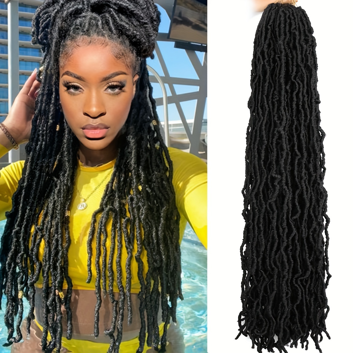 TEMU 1pc/Pack Halloween Nulocs au Crochet Extensions de Mélange de Couleurs de Cheveux Faux Locs de Déesse Ombre Synthétiques Bouclées Extensions de