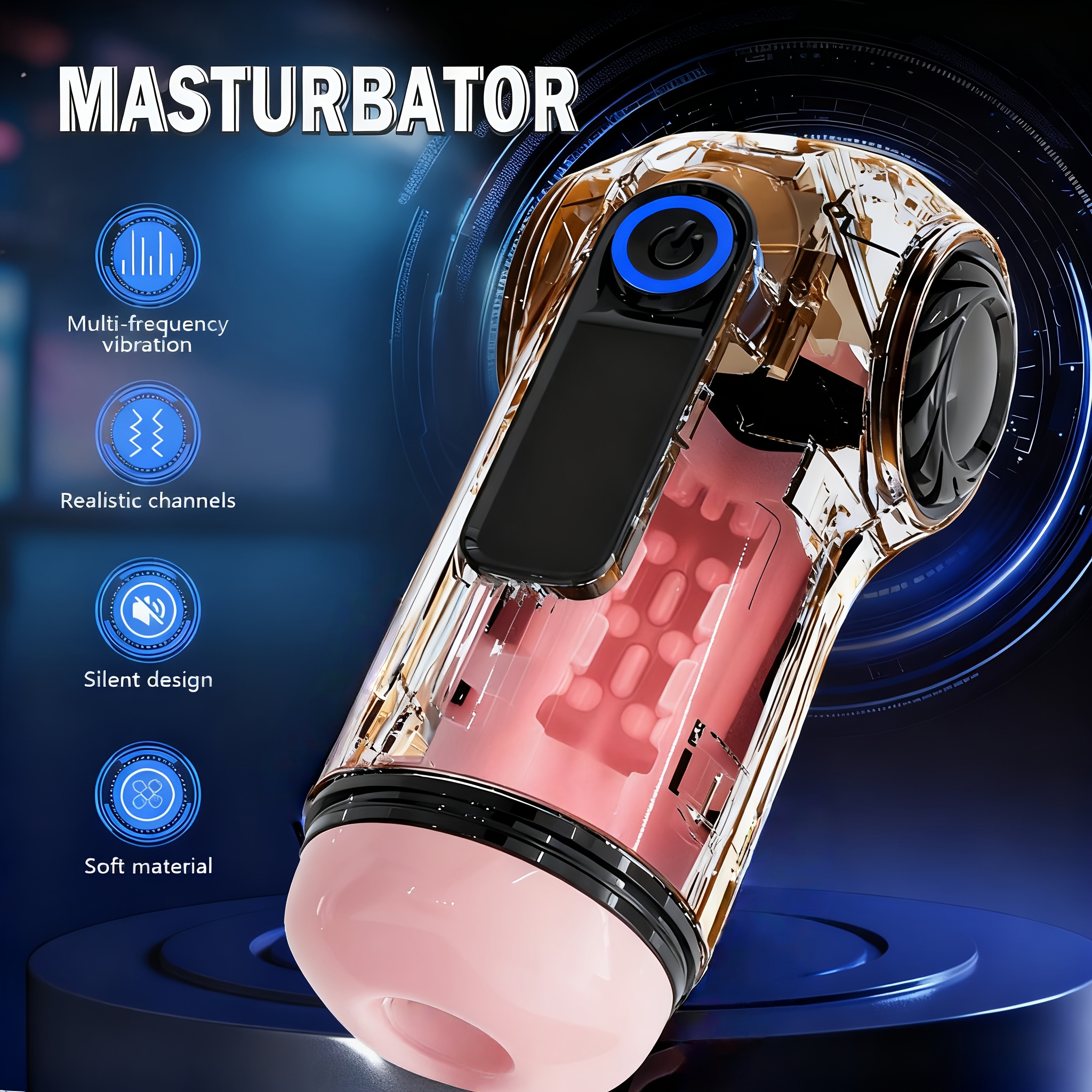 Male Penis Pleasure Massage Masturbator, 10 Vibration Modes Stimulate Doubling, USB Rechargeable, Soft And Comfortable Material, 3D Realistic Texture Vulva