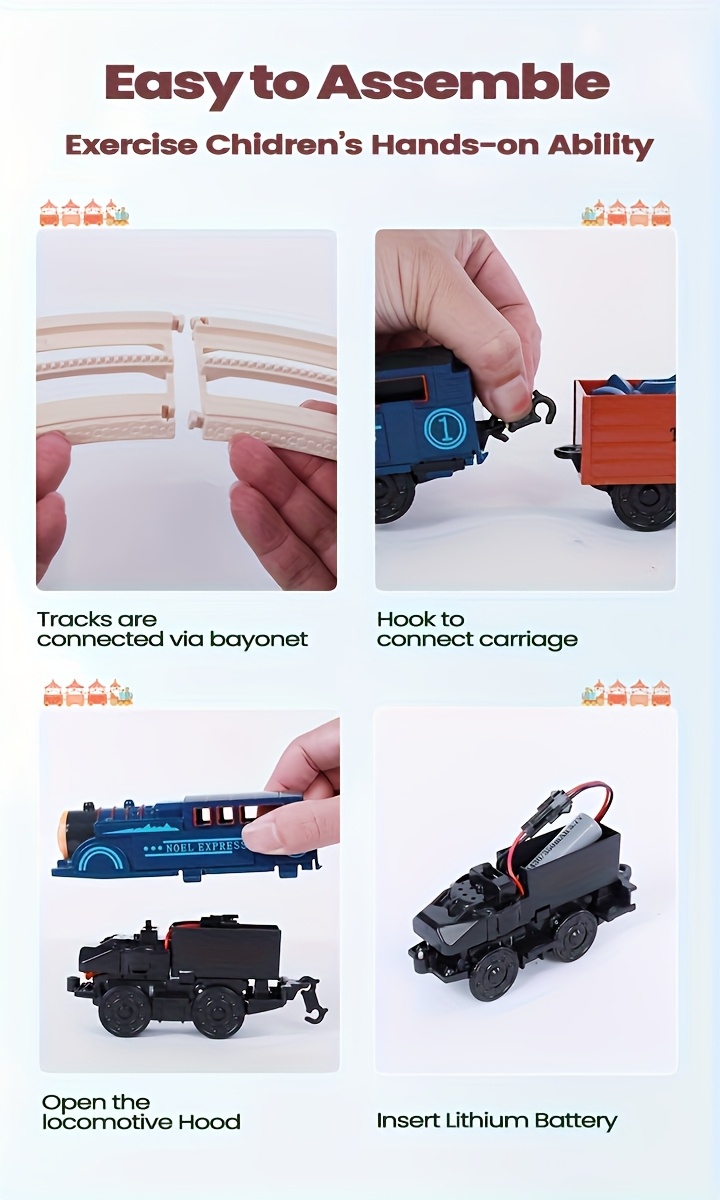 Electric Train Set, Train Toy Track Head, Passenger Car, Track, Lights And Sounds 360° Transformable DIY Train Track Set, Birthday Halloween, Christmas Gift for Boys And Girls Over 3 Years Old