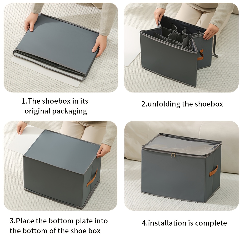1pc foldable oxford fabric shoe organizer with lid dustproof storage box for shoes clothes accessories versatile solution Product details 4