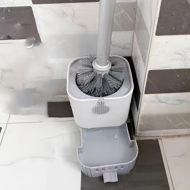E-shop Wandmontiertes WC-Bürstenset mit langem Griff - flexibles Design ohne Tote , praktischer Badezimmerreiniger Toilettenpapierhalter Handtuchhalter
