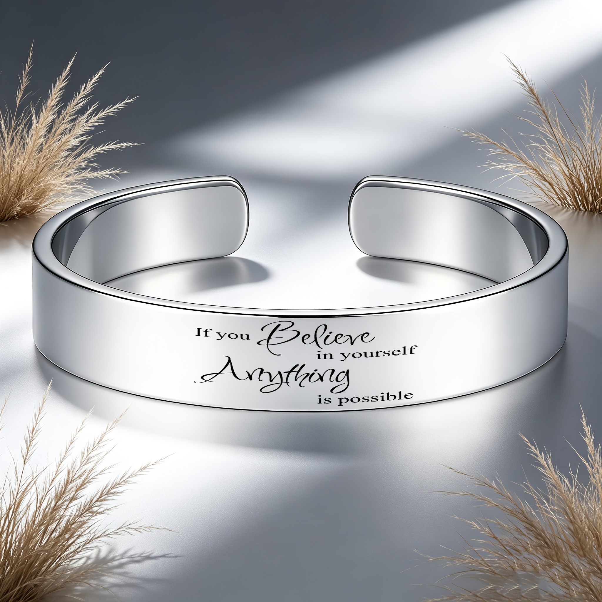 Women's Inspirational Theme 304 Stainless Steel Open Bangle Bracelet
