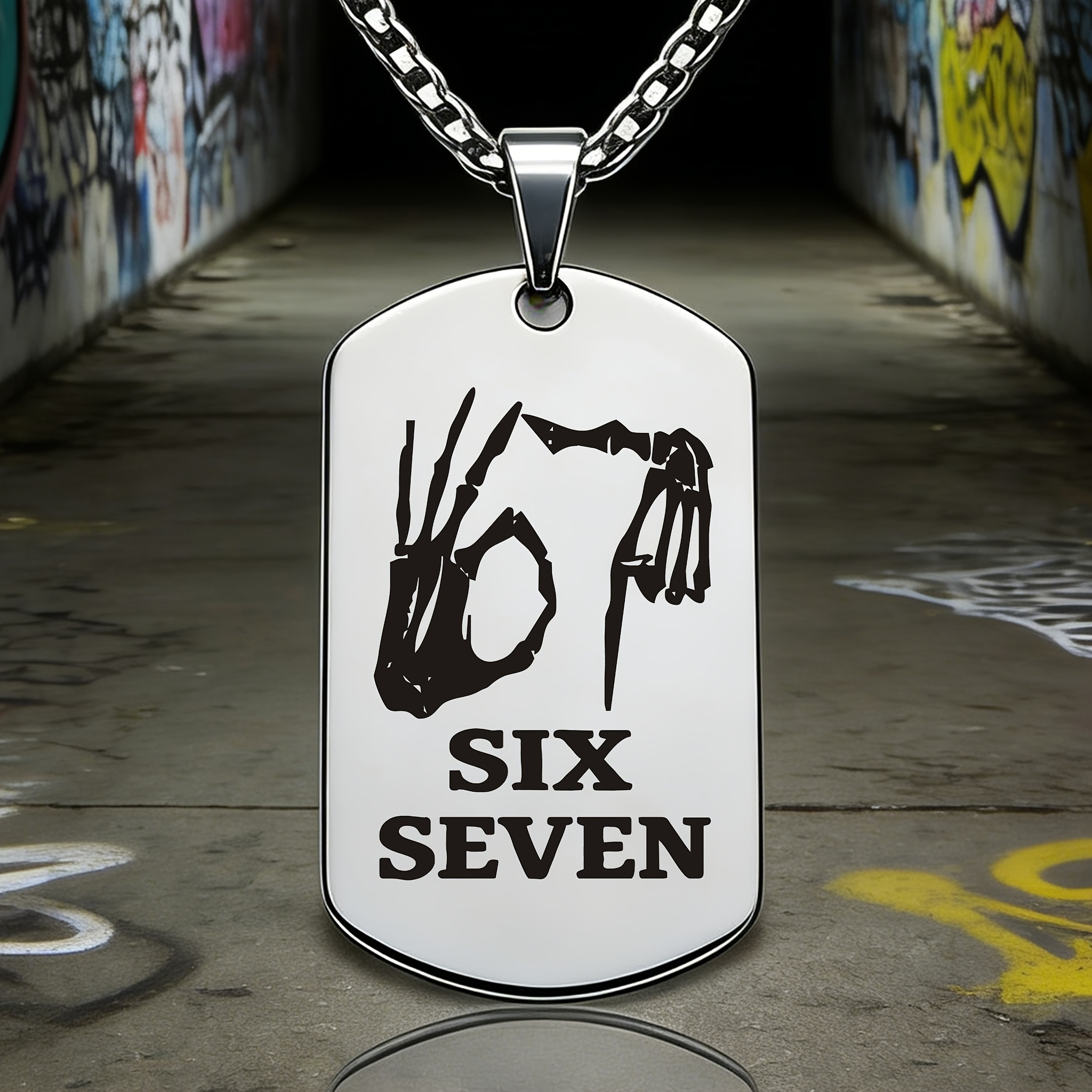 E-shop 1 Stück "67/SIX " 201 Edelstahl Halskette, einfach aber trendy cool, als Geschenk für stilvolle Freunde oder Familie