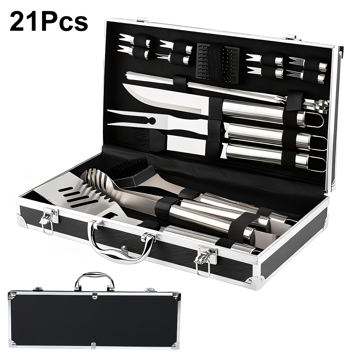 TEMU 9/21pcs Of Barbecue Accessories, Barbecue Sets, Men's , Indoor And Outdoor Barbecue Cooking Barbecue Tools, Camping.