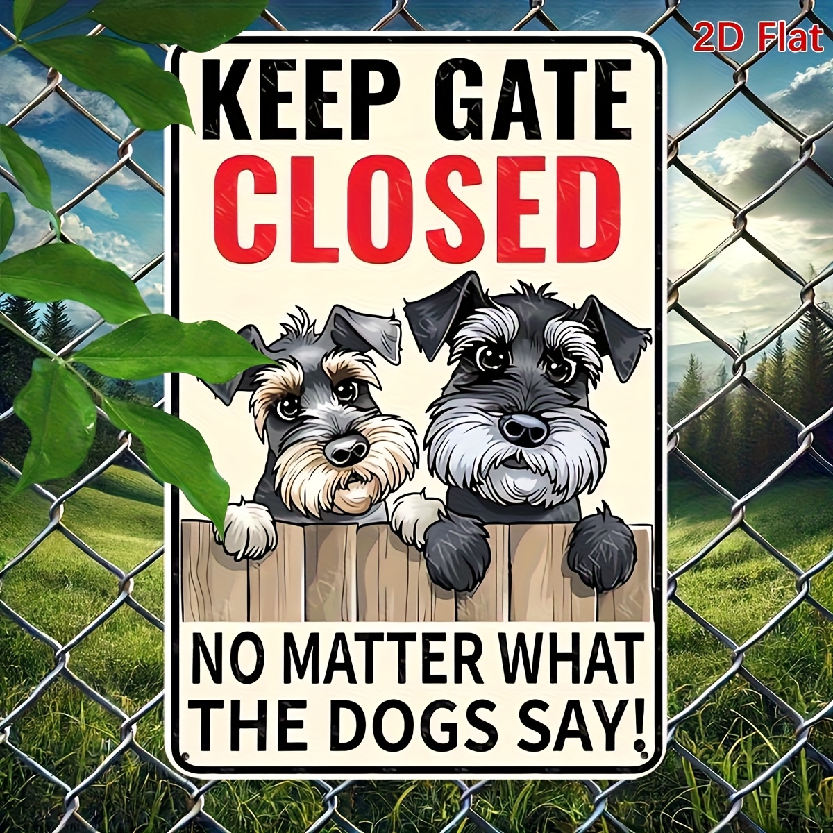 TEMU 2d Flat, 2d Flat - 2d Plane, 1 Metal Sign "close The Door What, Don't Let The Schnauzer Dog In" - Iron Wall Decoration, Suitable For Home, Bar,