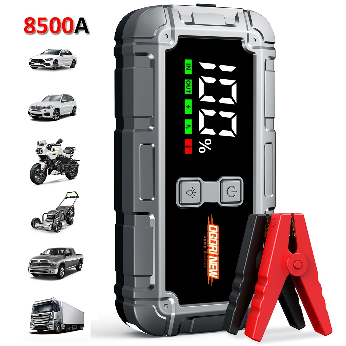 12v Car Jump Starter, 8500a Battery Booster, Portable Power Bank, Emergency Starting Power Supply, Jump Box With Led…: retailer-supplied image