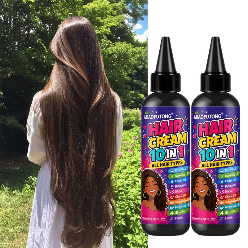 TEMU 2pcs - 10-in-1 Hair Oil, Containing Batana, Rosemary, Rice Water, , Mint, Shea Butter, Ginger, Keratin And Biotin. It Moisturizes And The Hair