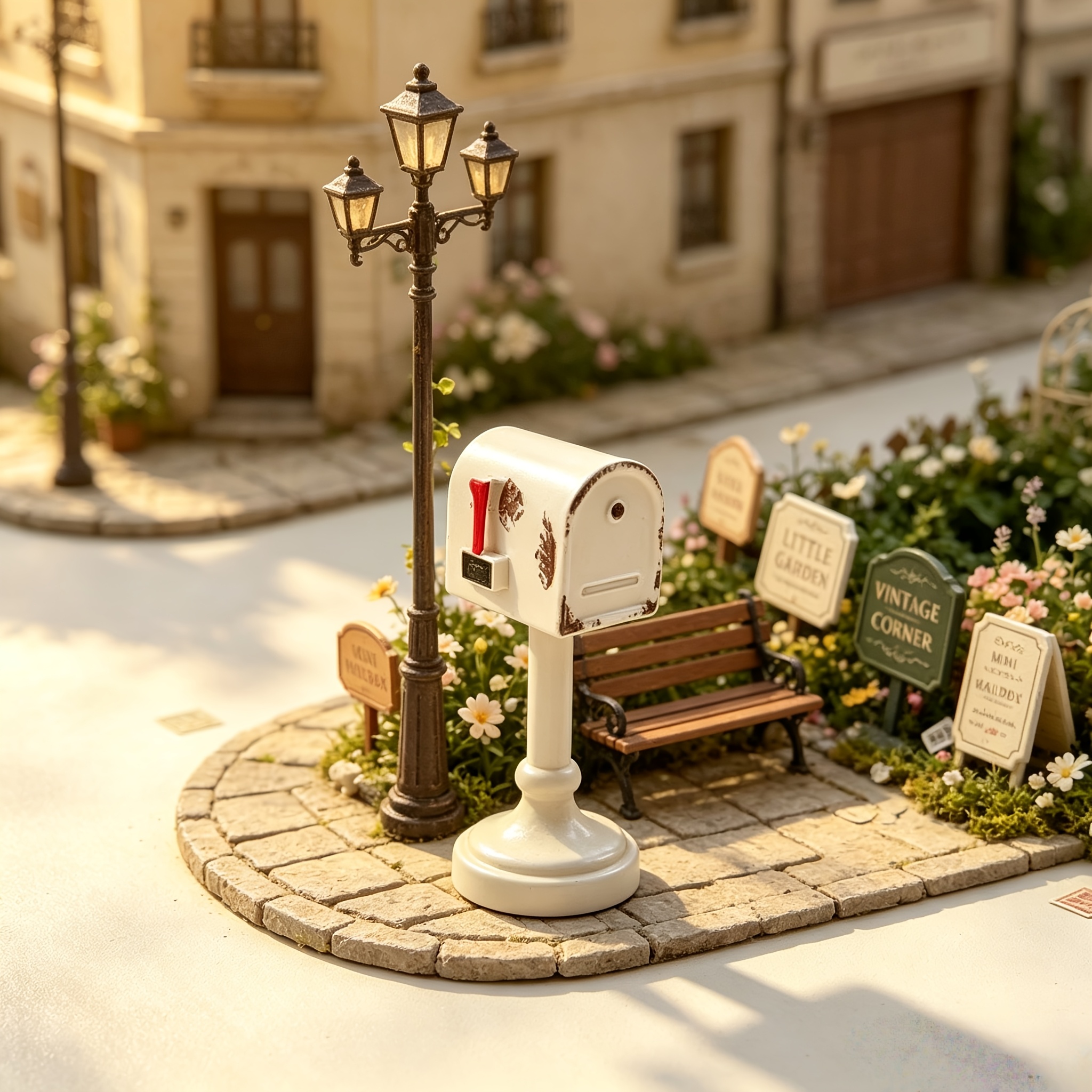 TEMU 1pc Miniature White Mailbox Ornament, Dollhouse Scene Prop