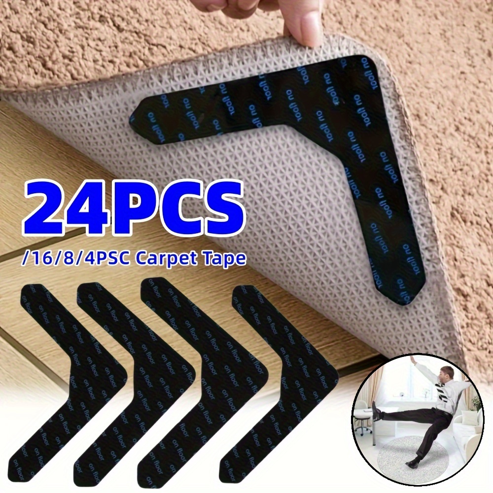 

4/8/16/24pcs High Quality Non-slip Anti-drill Carpet Stickers Suitable For Living Room Dining Room Bathroom Rugs, Prevent Rugs From Moving And Rolling Edges