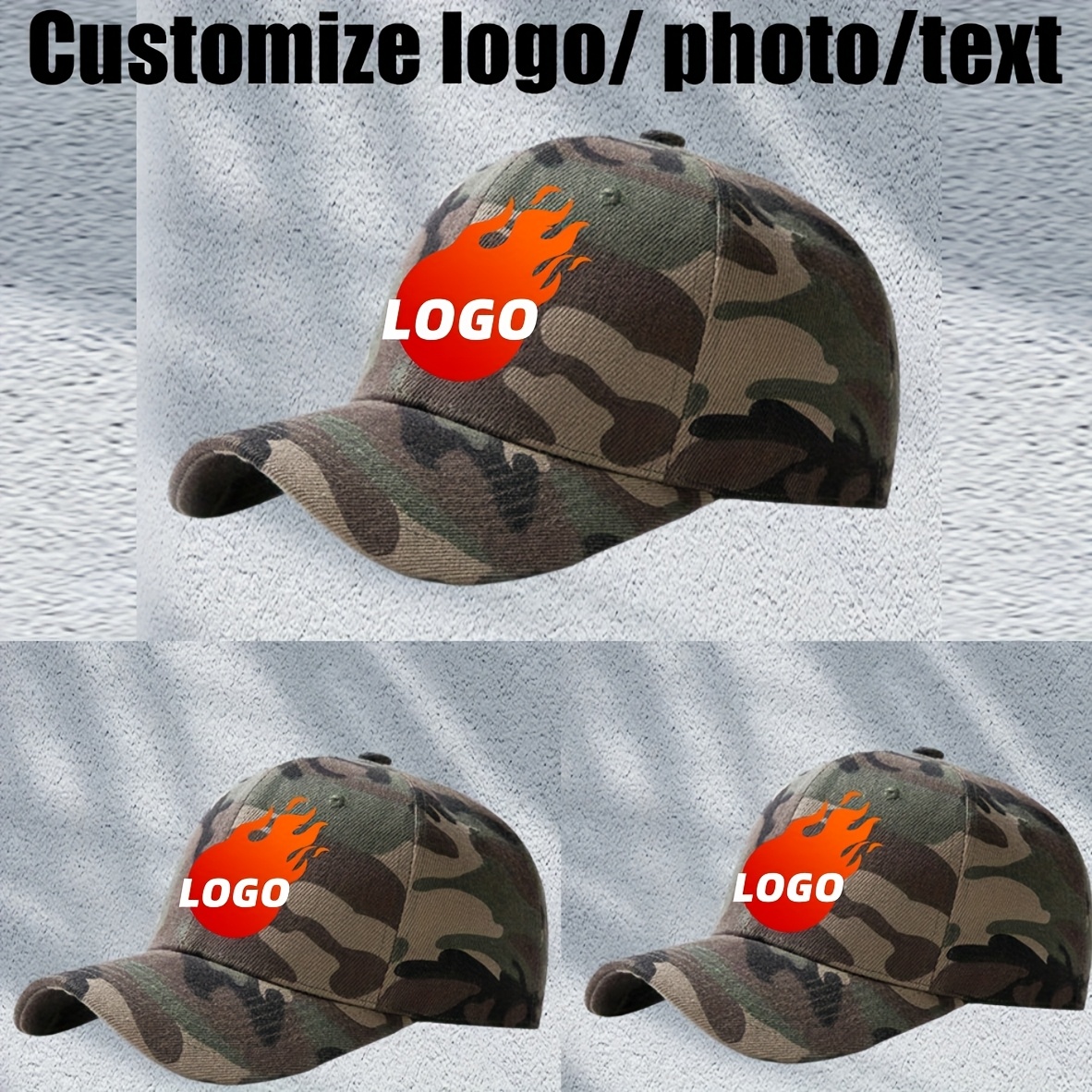 4pcs Custom Camo Baseball Caps with Personalized Logo